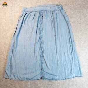 Christopher & Banks A-Line Skirt Blue Denim Button Front Women's Plus Size 16P